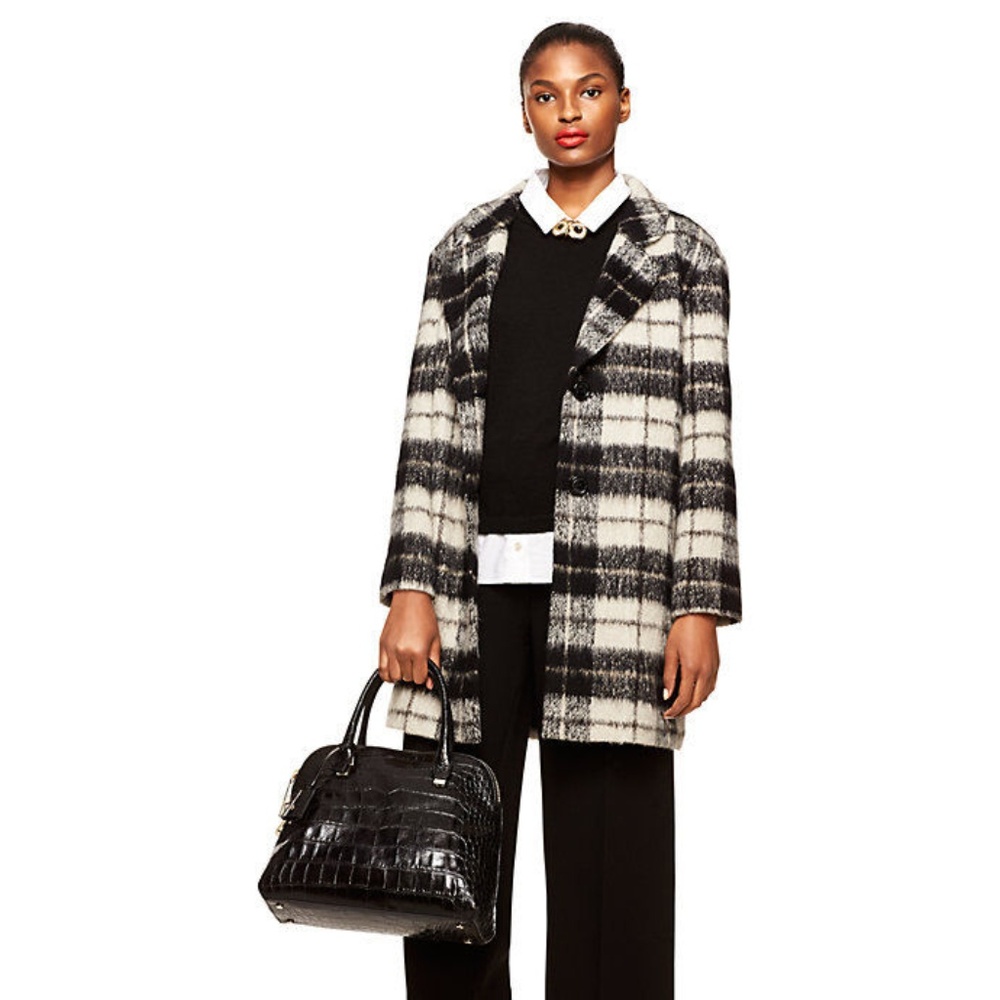Kate Spade WOODLAND PLAID Check BOW Coat 4 6 - Picture 1 of 8